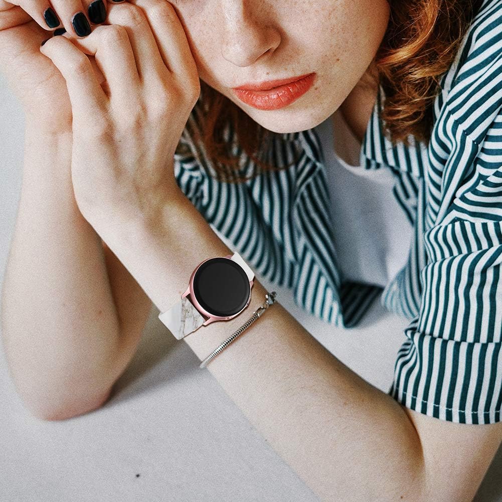 LEOMARON Bands for Samsung Galaxy Watch Active/Active 2 Bands 40mm 44mm/Galaxy Watch 42mm, 20mm Pattern Printed Fadeless Replacement Wristband for Galaxy Gear S2 Classic/Gear Sport Women, Men Marble