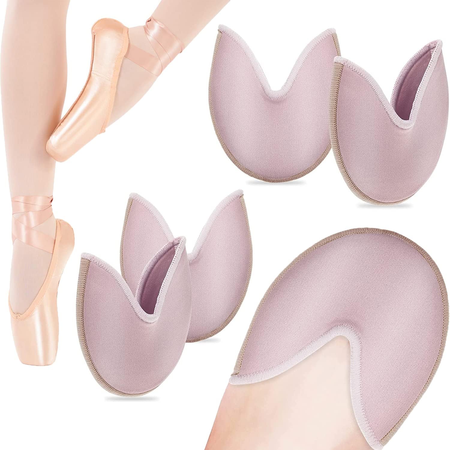 SYOSI Toe Protectors, 2 Pairs Shoes Pouch Ballet Dance Pointe Shoe Socks Pad, Point Shoe Toe Pads Toe Covers for Women Heels Point Shoes, Relief Forefoot Pain Point Shoes Slipper, Anti-Slip Half Socks