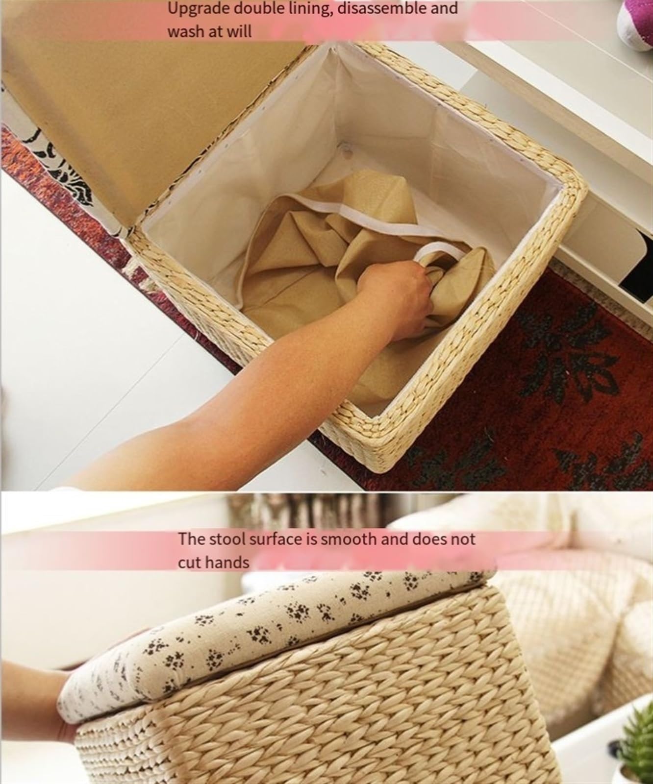 Amazon.com: Generic Natural Rattan Storage Ottoman, Country Style