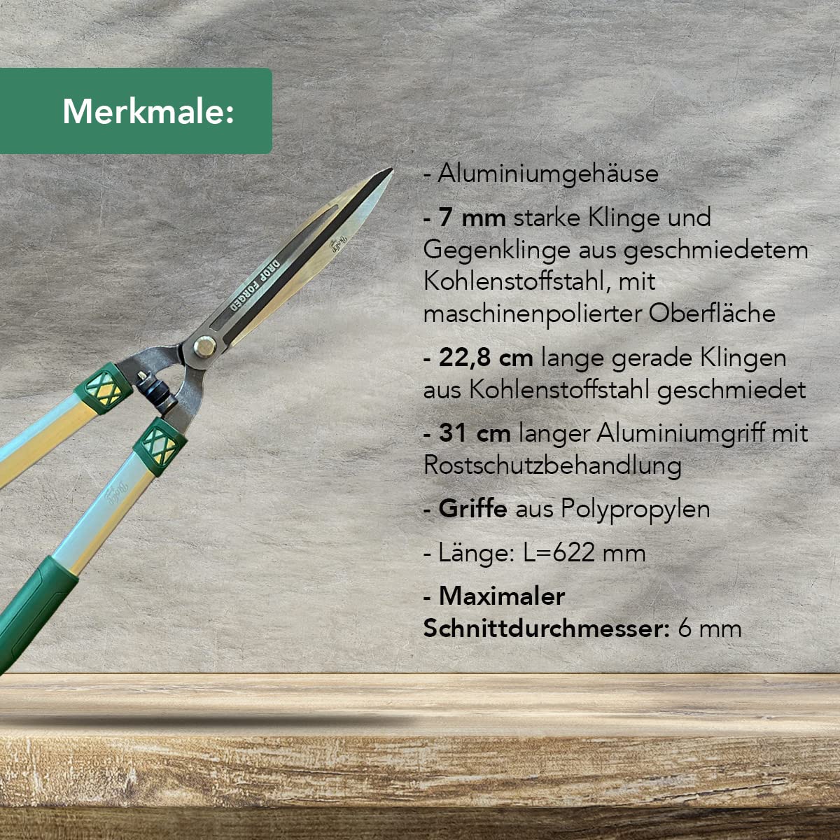 Beschneidschere für Details - Professionelles Gartenwerkzeug für Heckenschere, ideal für Pflanzen, Blumen, Garten und Gemüsegarten - max. 6 mm Schnitt mit Stoßdämpfern - Biotop