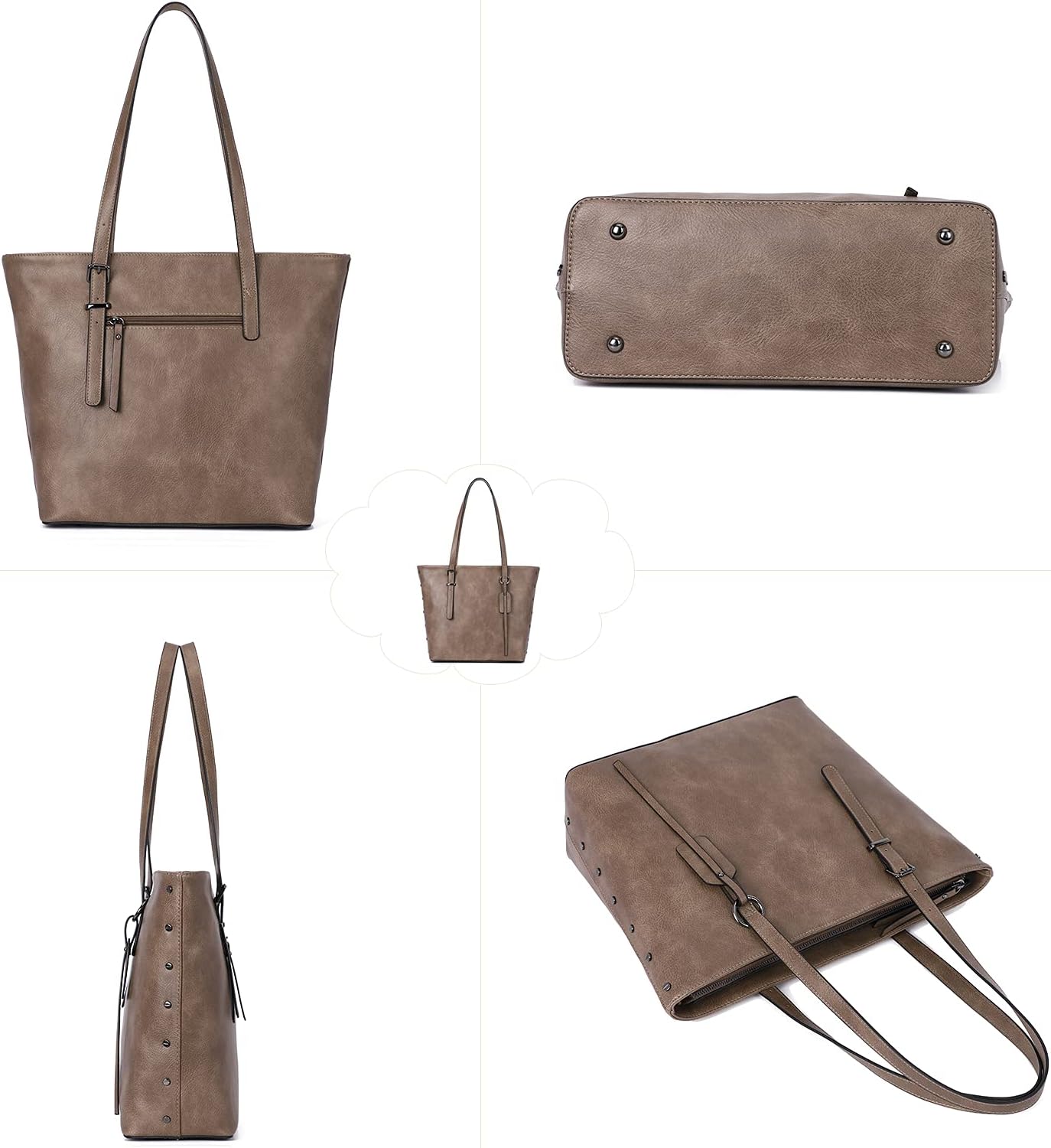 KL928 Handbag for Women Tote Bag PU Leather Large Shoulder Bag Top Handle Satchel Purses 2Pcs Set - Image 5