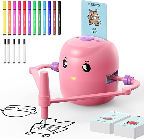 Robot de dibujo educativo interactivo para niños, juguete de aprendizaje Montessori con 150 tarjetas de palabras, interacción de voz, a partir de 5