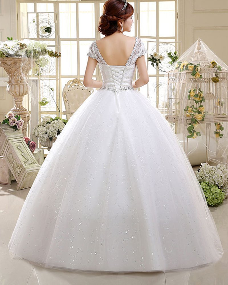 ShiFan Robe Femmes Élégante De Mariage Encolure Ronde pour Dentelle Dress