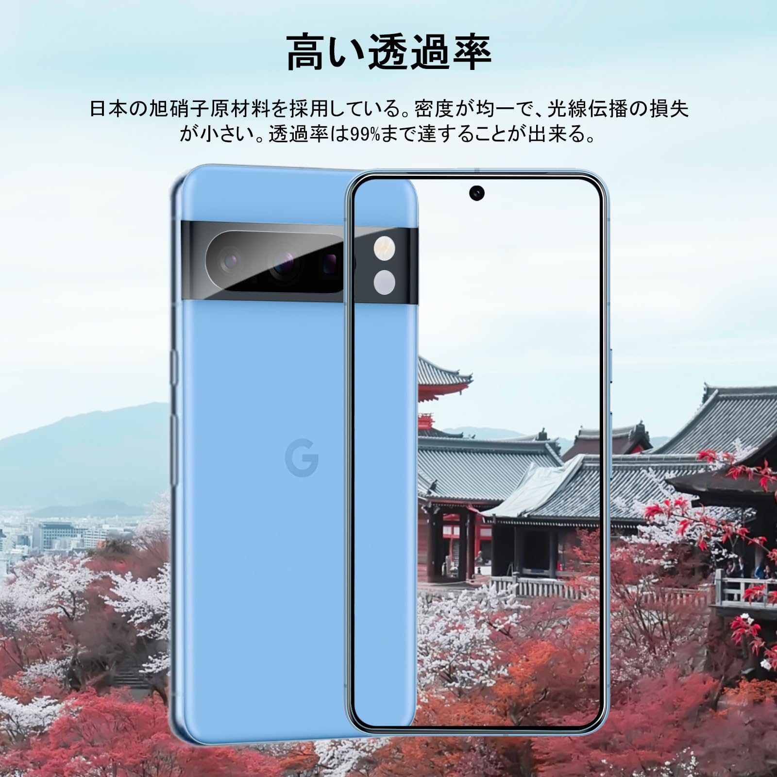 【美品】【フィルム2枚付】Google Pixel 8 Pro 128GB ベイ Google Pixel 8 Pro フィルム 2枚 + カメラフィルム2枚【指紋