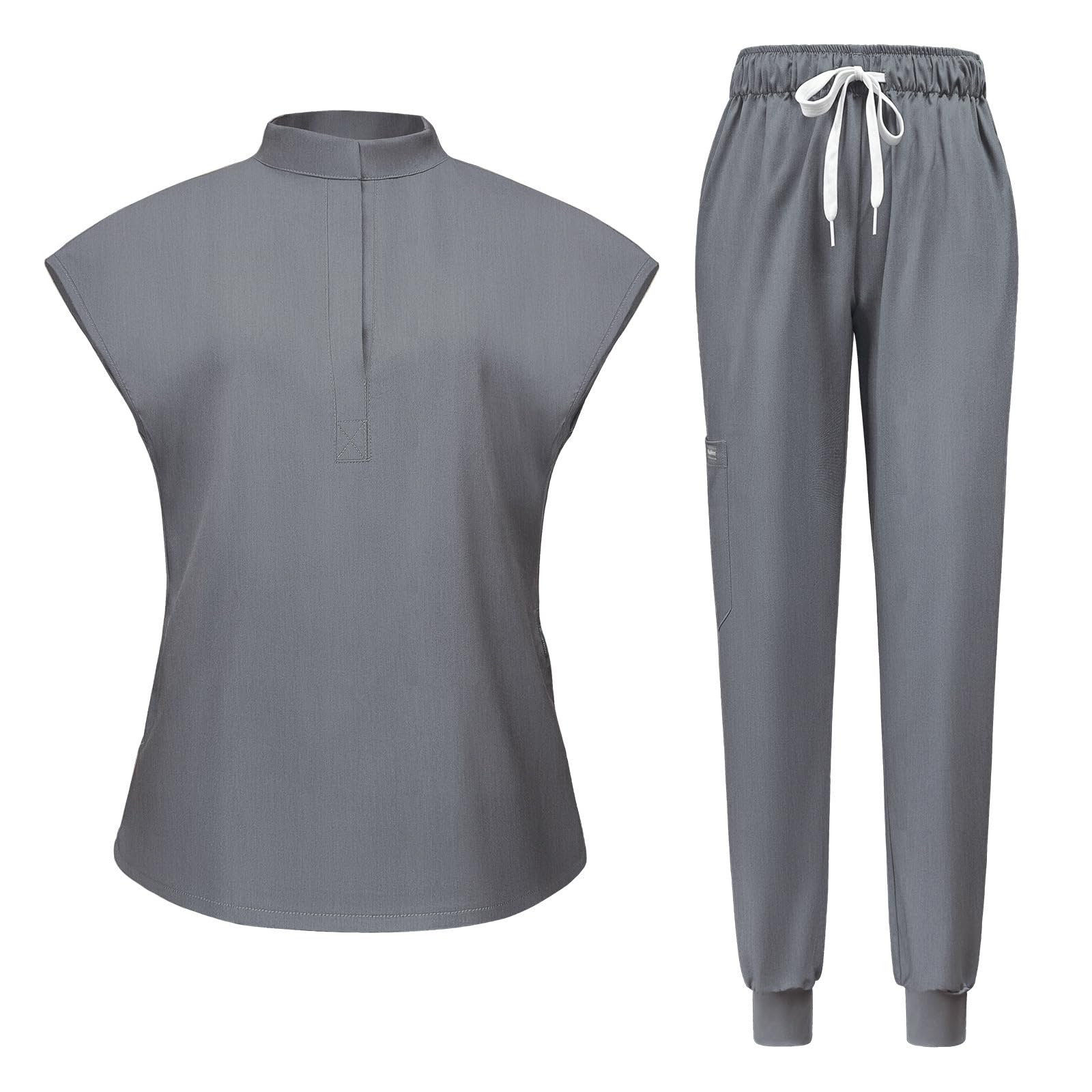 Levao 2024 Newest Scrubs Set for Women, 6 Pocket Modern Medical Workwear Nurse Uniforms Set Scrub Top & Jogger Pants — view 4