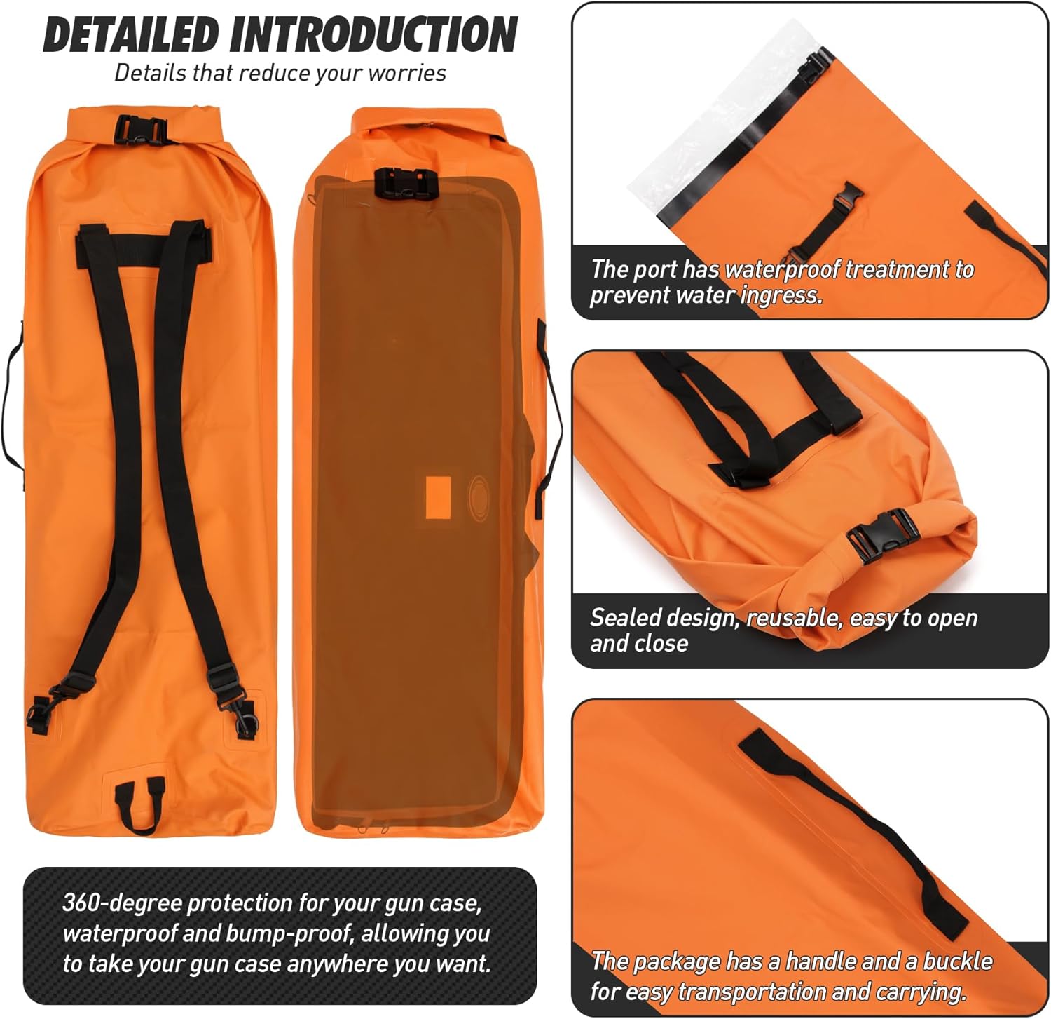 GUGULUZA Waterproof Gun Roll Bag, Soft Roll-Top Waterproof Gun Dry Bag for Rifle Shotgun Case, Wet Bags for Duck Waterfowl Hunting Gear