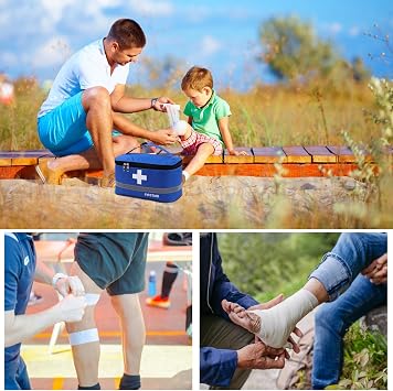 First Aid Bag Empty, 2PCS Small/Large First Aid Emergency Organizer Bags, Portable Empty Medicine Bags, Medicine Travel Storage Bag Portable First Aid Box for Outdoor Camping Travel Work(Blue)