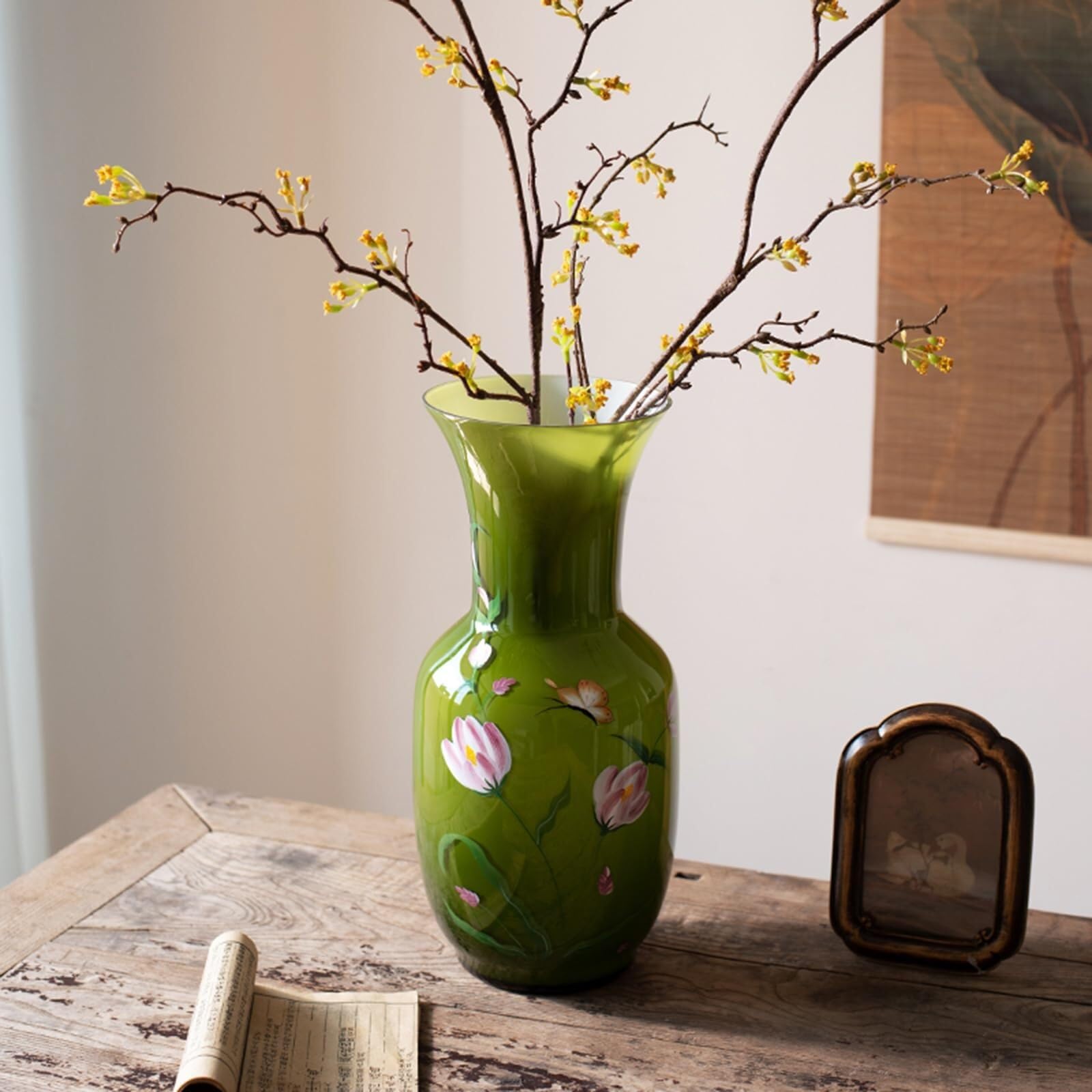 Vasi per fiori Vaso da terra, calibro retrò di grandi dimensioni con motivo floreale decorativo for soggiorno Centrotavola