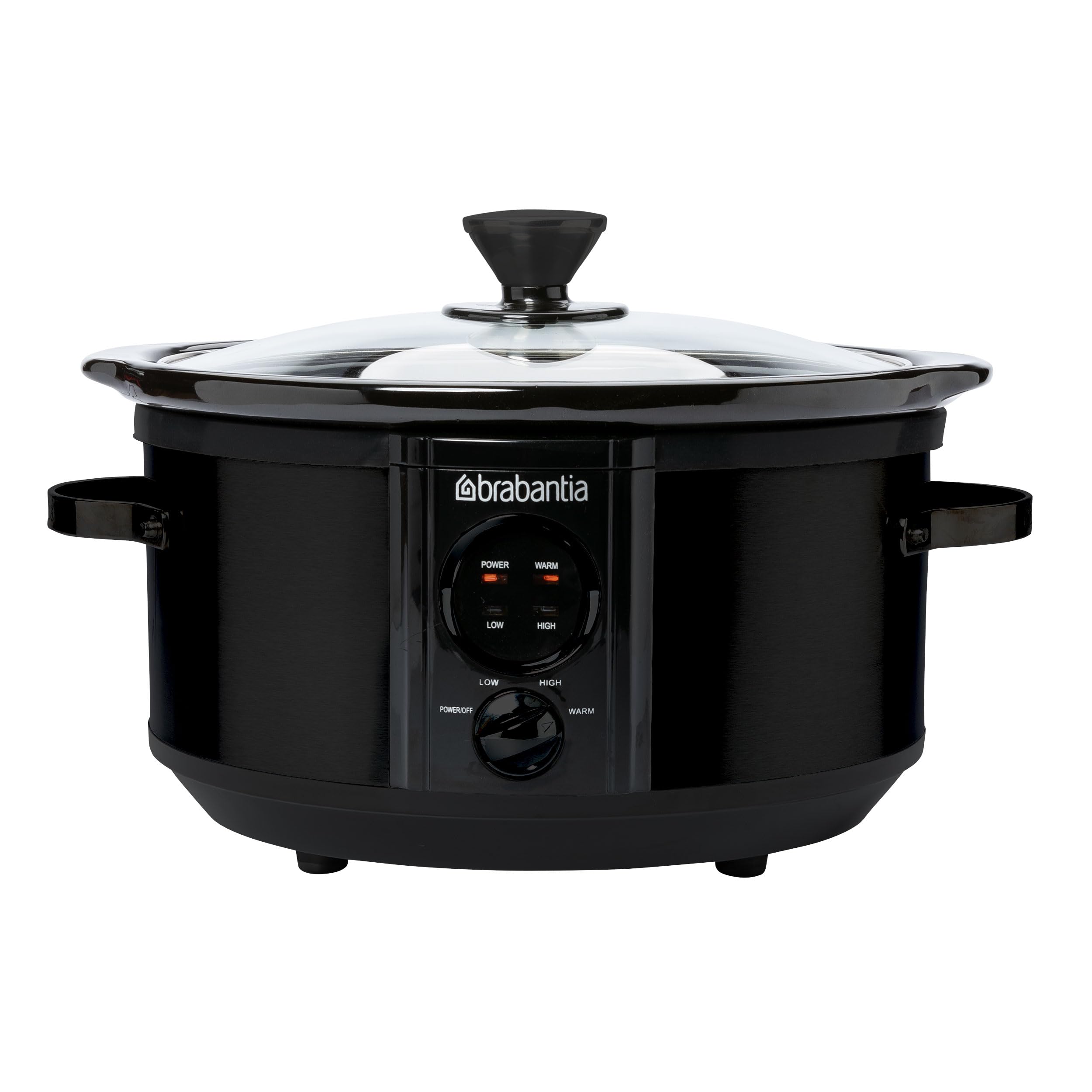 Brabantia Mijoteuse Numérique avec Cocotte Compatible Four, 3.5 Litres, Slow Cooker, Céramique, Verre, Température Ajustable, Electrique, Noir
