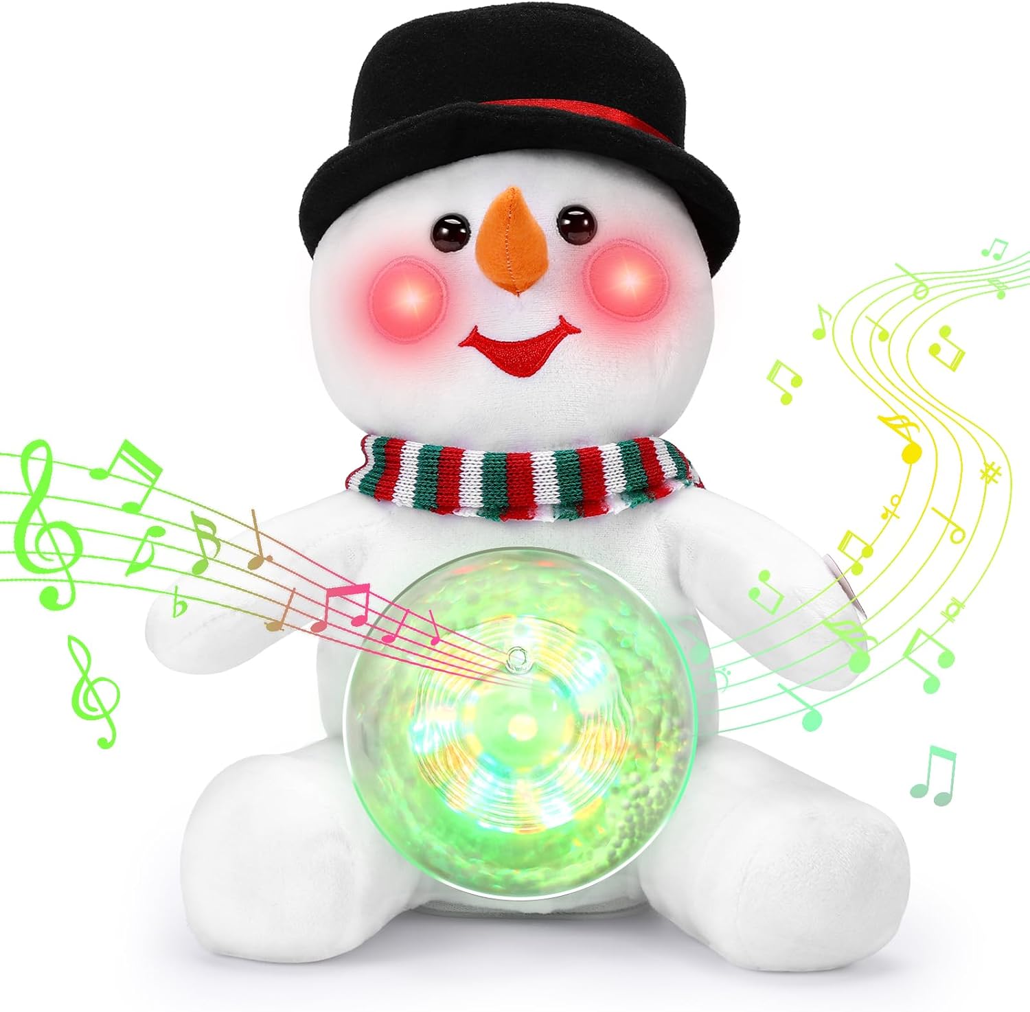 11" Snowman Decor Christmas Musical Snow Globe Plush Toy with