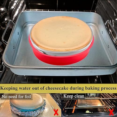 Miniatura 4 de GBYAN Springform - Protector de sartén para pastel de queso redondo de 8 pulgadas, 8.5 pulgadas, bandeja de baño de silicona para hornear,