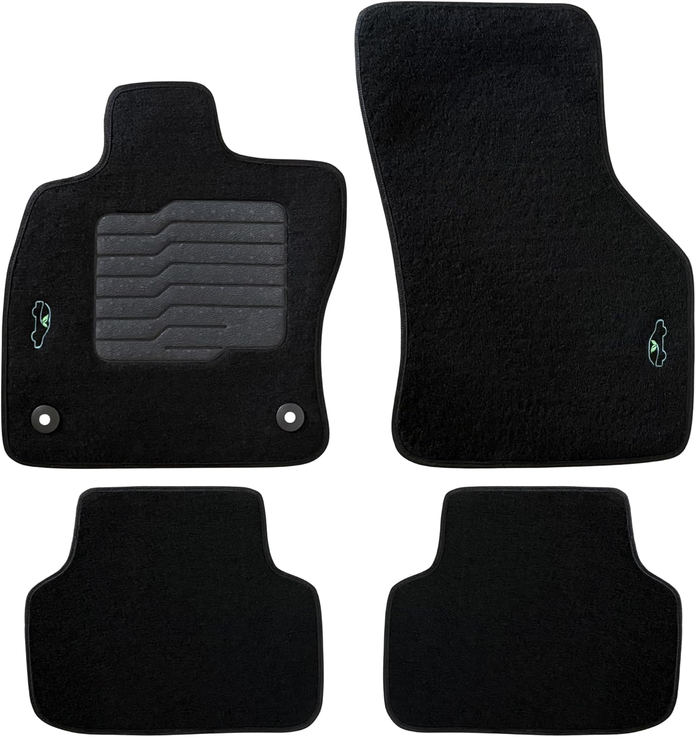 ecoMats Carpet Floor Mats Custom Fit for 2019 to 2026 Volkswagen Jetta, with Driver Non-Slip Heel Pad and Safety Locks, Front and Rear Set, Black