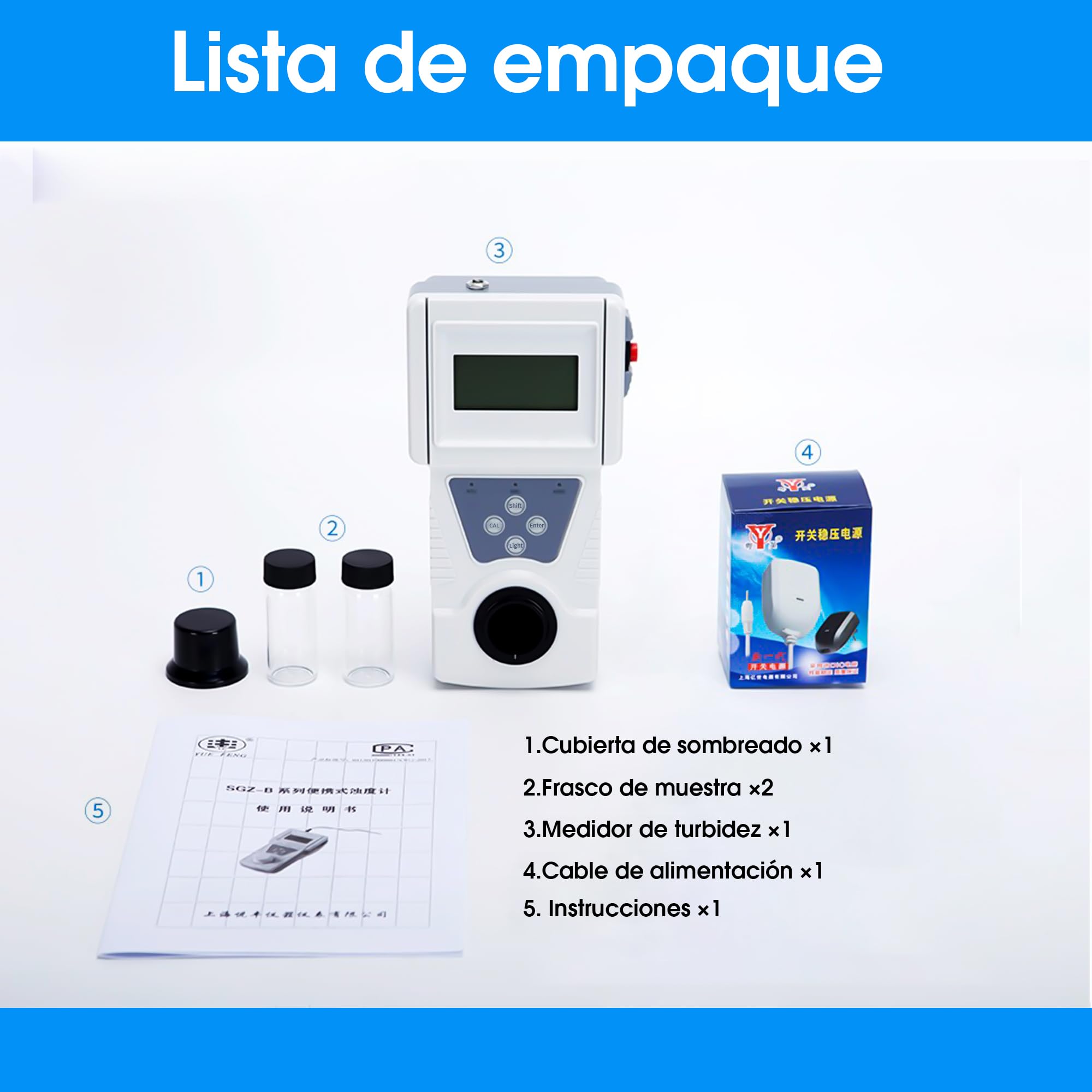 Turbidímetro digital portátil para agua, 0 a 200 NTU, compatible con ISO7027, precisión de 0,01 con luz de fondo para plantas de energía, plantas de agua pura e industria del vino
