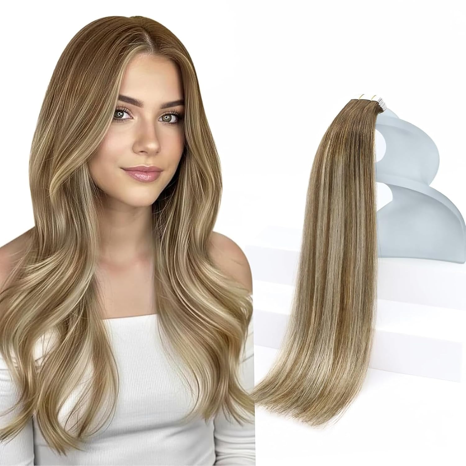 Sunny Hair Tape in Hair Extensions – Brown Balayage Blend