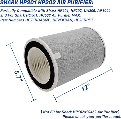 Miniatura 7 de HP202 - Filtro de repuesto True HEPA compatible con purificador de aire Shark HP201, HP202, UA205, AP1000 y 3 en 1