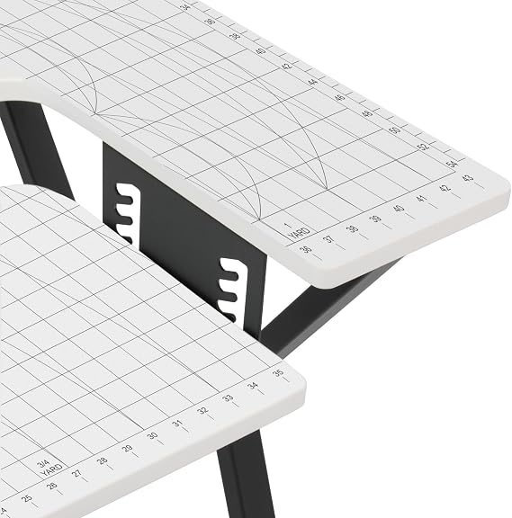 Small Sewing Table with Gridded White Top and Black Hourglass Legs