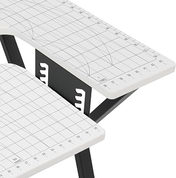 Small Sewing Table with Gridded White Top and Black Hourglass Legs
