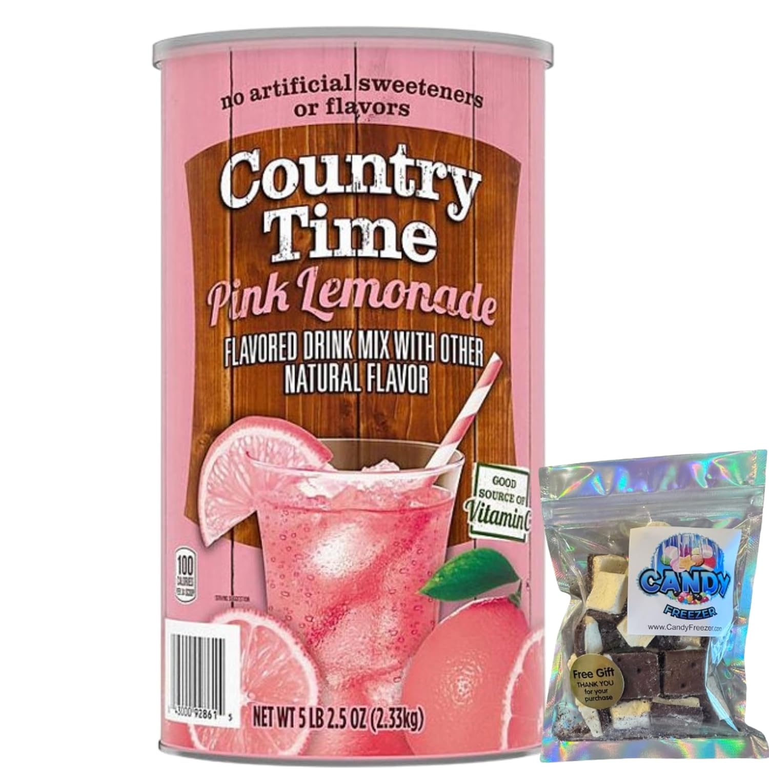 Candy Freezer Pink Lemonade Powdered Drink Mix 1 Canister, 82.5 oz No Artificial Sweeteners w/Freeze Dried Ice Cream Bites Includes Measuring Scoop