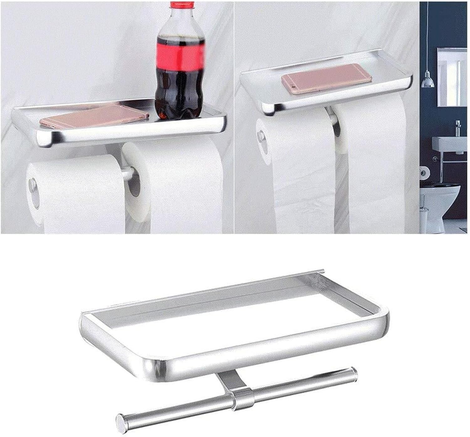 Toilet Paper Holder Toilet Paper Holder Rustproof and Bathroom Washroom Tissue Roll with Stuff Shelf Tissue Roll