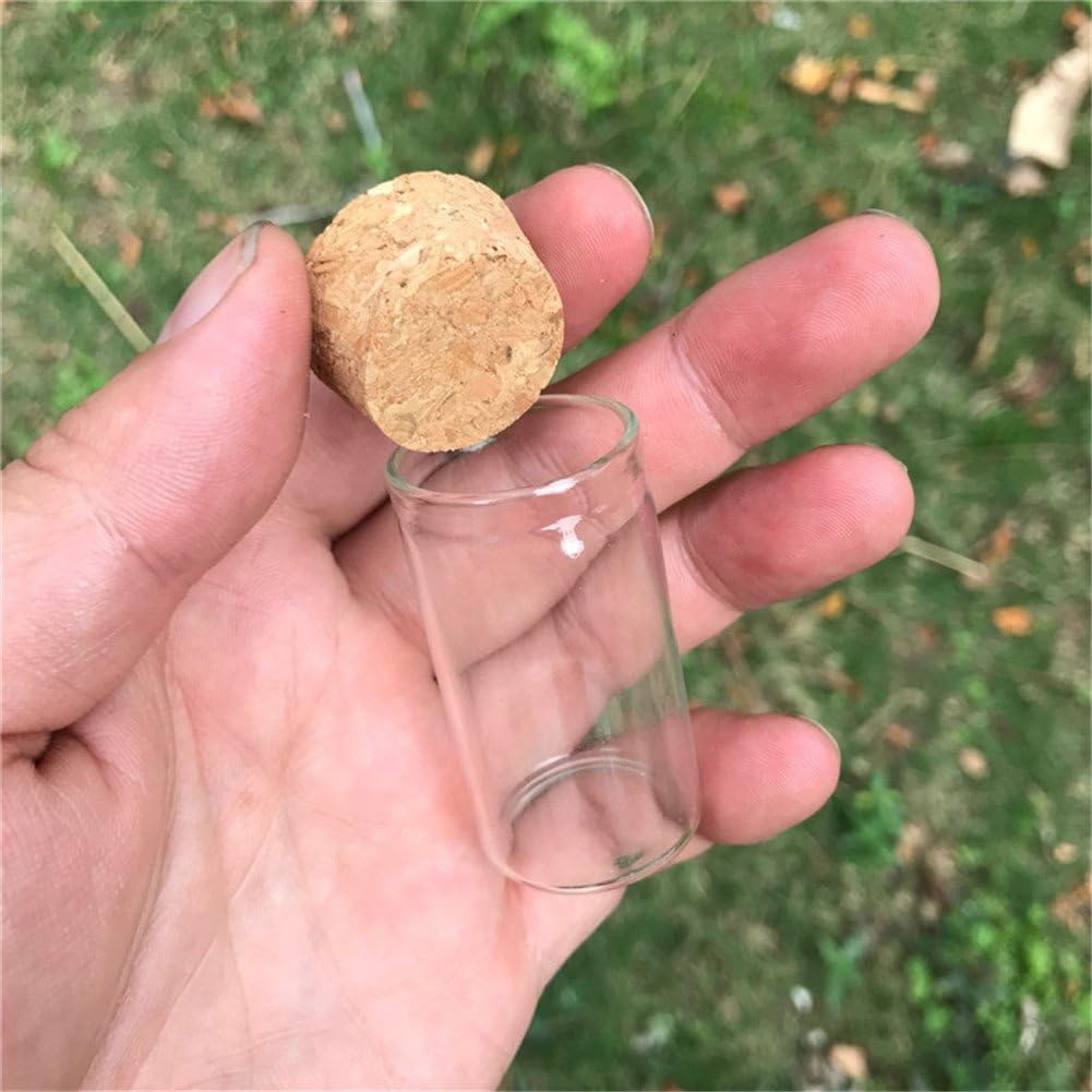 15ml Small Transparent Glass Bottle Cork Stopper Empty Crafts Decoration Bottles Food Saffron Jars Vials Jars (24, 15ml-27x50x24mm)