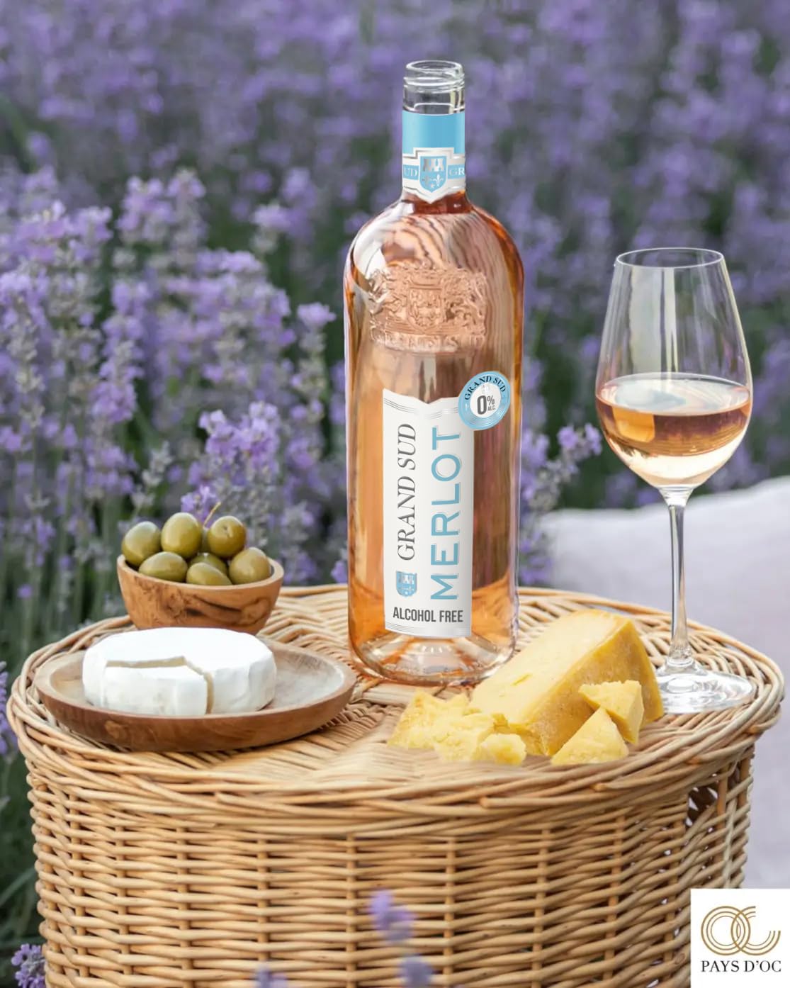 Grand Sud - Alkoholfreier Roséwein, Frischer und fruchtiger Merlot Rosé (6 x 1 L)