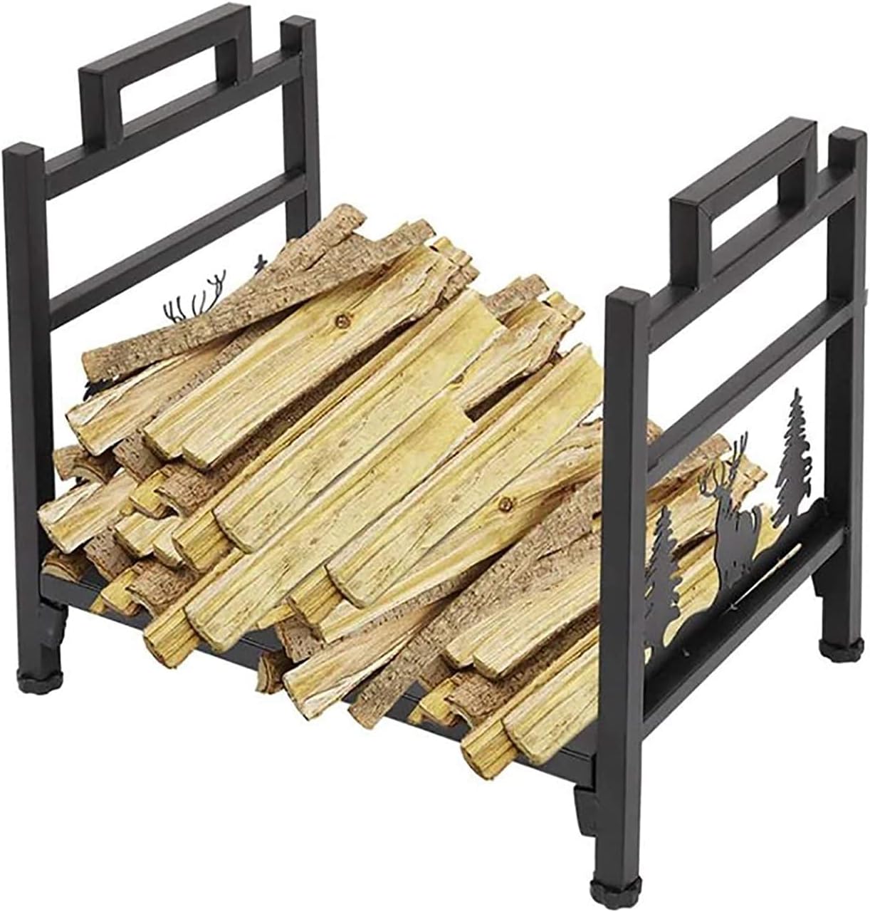 Firewood Rack Firewood Rack Outdoor, Garden Log Rack Holder, Indoor Metal Fireplace Wood Stacker, Heavy Duty Wrought Iron Wood Storage Rack, Easy Install,