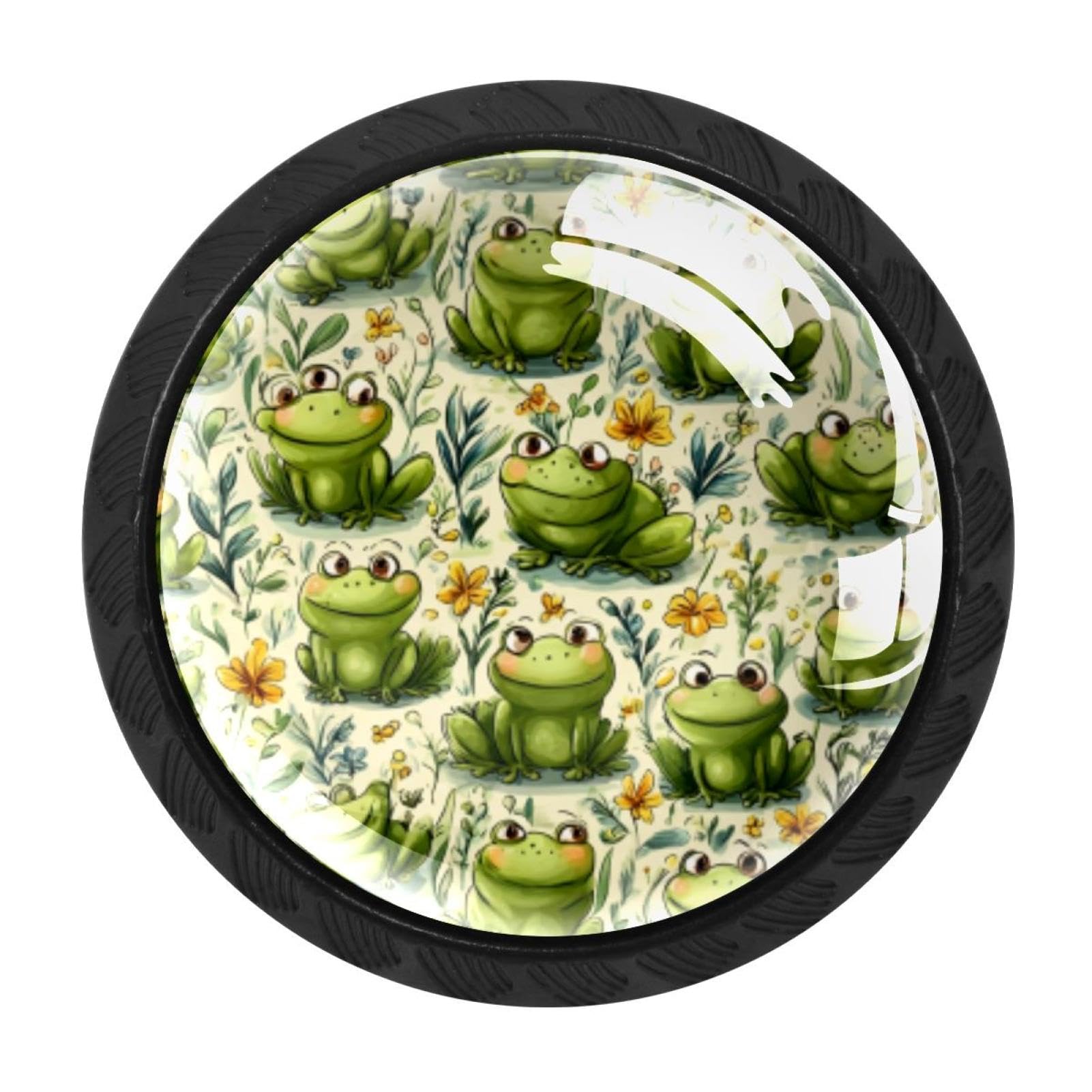 CHENZZZZ 4 Pieces Round Cabinet Knobs Rustic Dresser Knobs, Drawer Cupboard Wardrobe Cabinet Pulls Handles Hardware for Home Kitchen Furniture, Cute Frog (3)