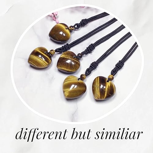 Miniatura 5 de EDEN'S CALL Collar con colgante de corazón de piedra de cristal tallada a mano para mujer, colgante de cuarzo curativo con cordón ajustable