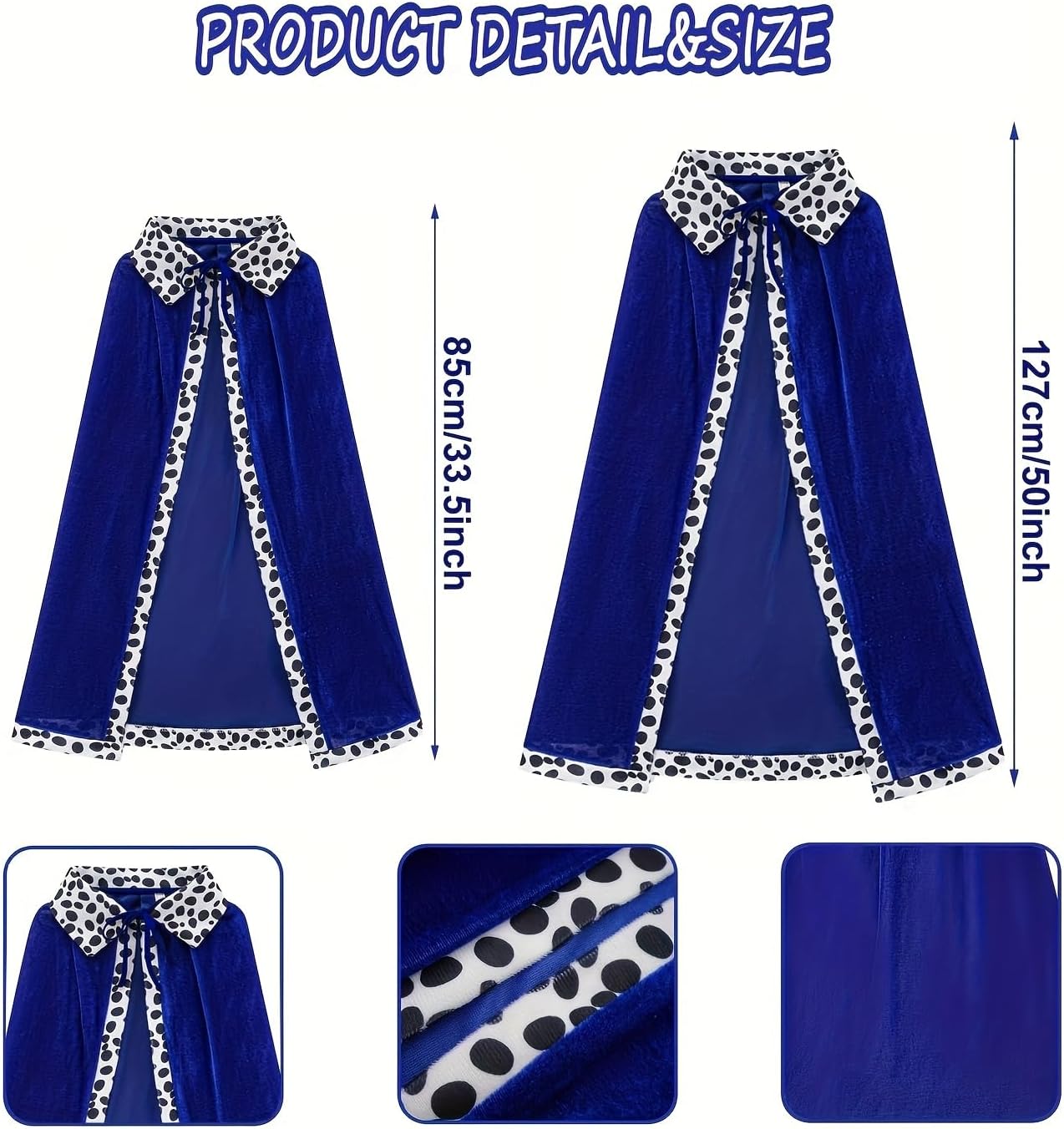 2Pc King Queen Robe Costume Set Medieval Royal Cape Crown,Halloween Cosplay Birthday Party Dress Up Stage Performance - Image 2