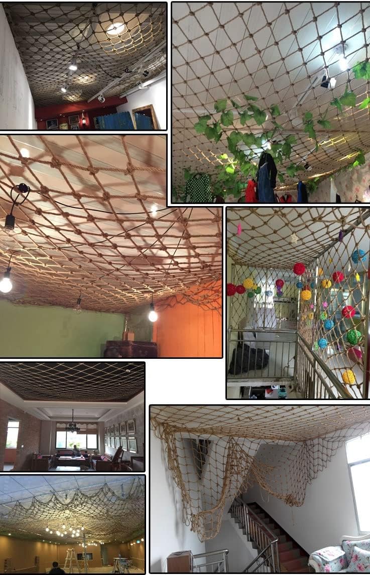 Kids Safety Net,Heavy Duty Hemp Rope Cargo Net Fence Stair Jute Net Adult Ladder Banister Protection,Indoor Ceiling Decoration Net,Plant Support Rope Netting
