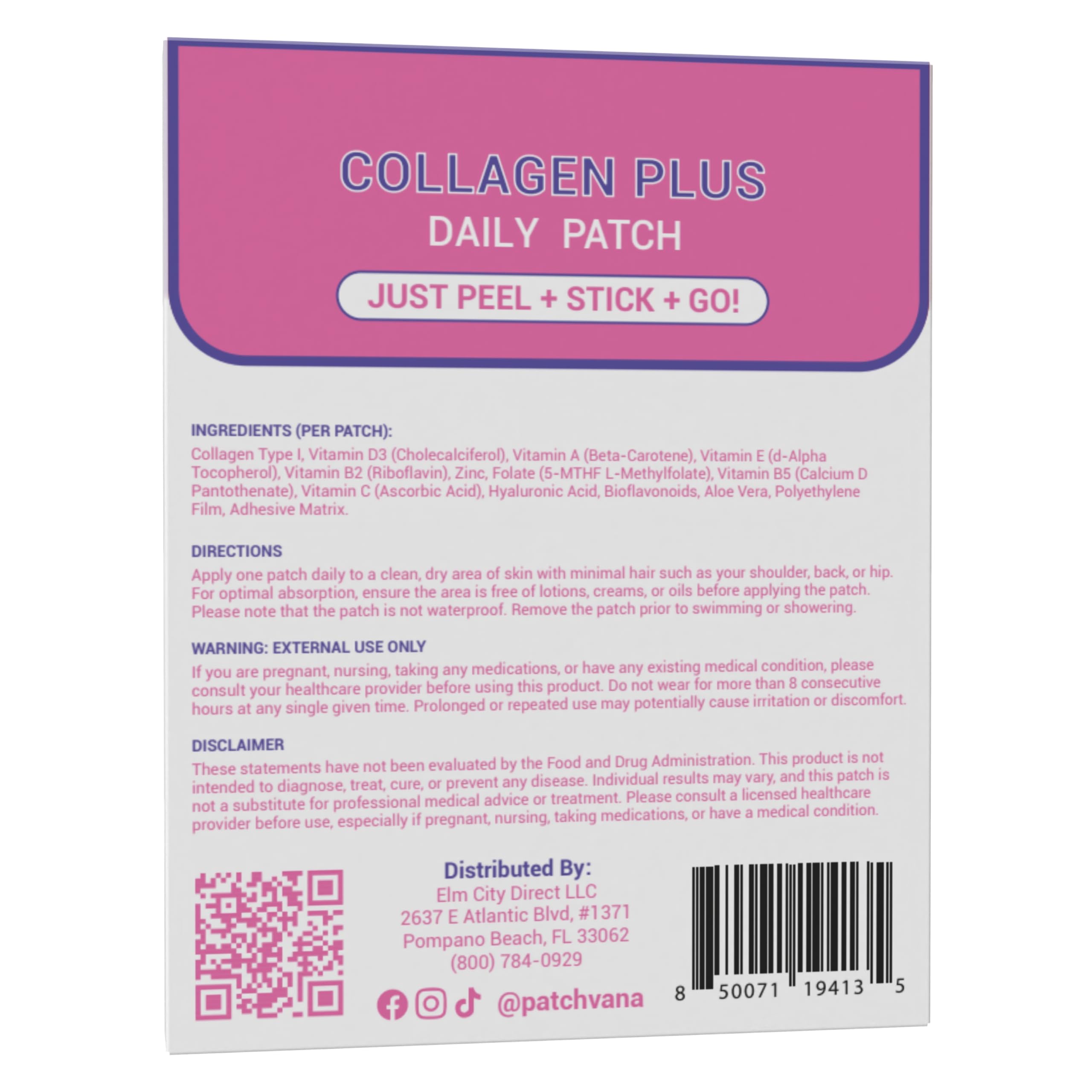 Parche de colágeno Plus para mujeres y hombres, suministro de 1 mes, 30 parches
