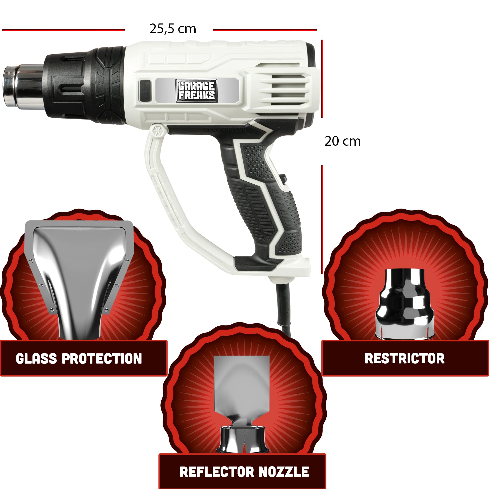Pistola Ad Aria Calda Garage Freaks Elettrica Con Indicatore LED, Cavo