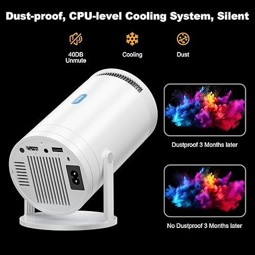 Miniatura 6 de Mini proyector, proyector portátil Native 1080P con estuche de transporte, soporte 4K, proyector de cine al aire libre giratorio de 270, proyector