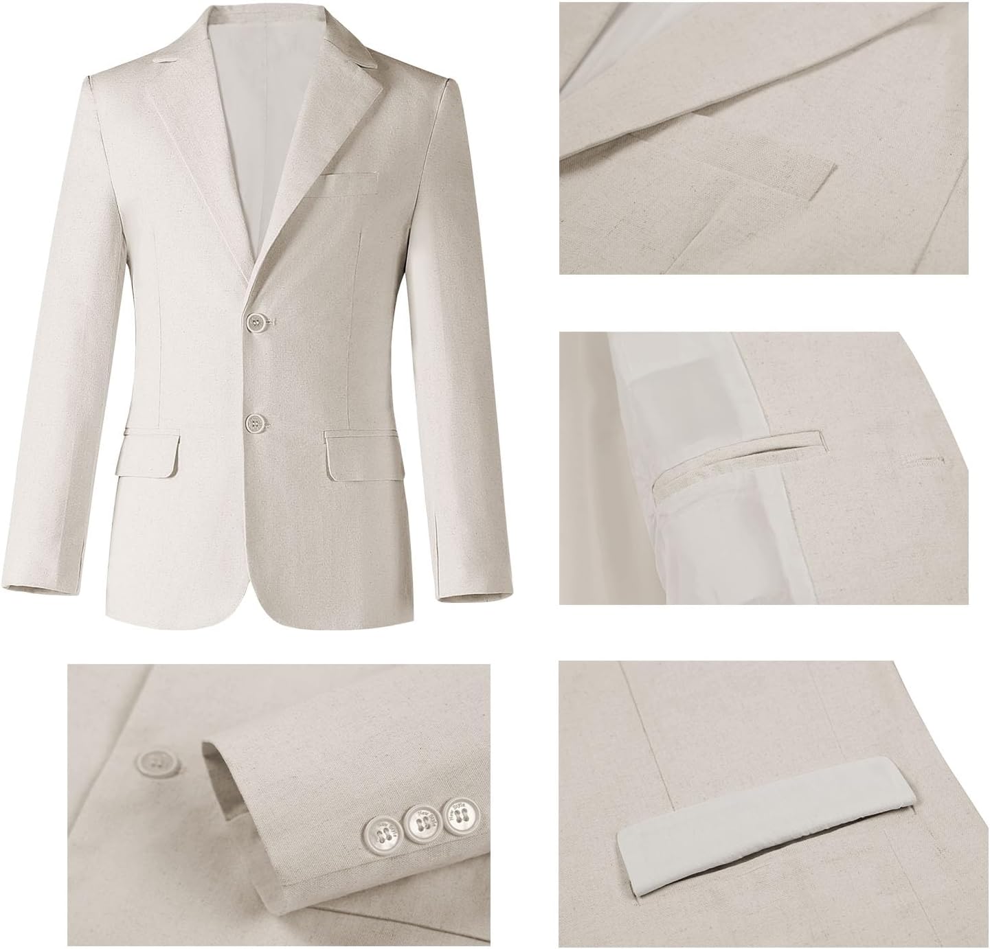 Boys Linen Suit Slim Fit 2 Pieces Formal Kids Linen Suit for Boys Teens Summer Wedding Dress Clothes