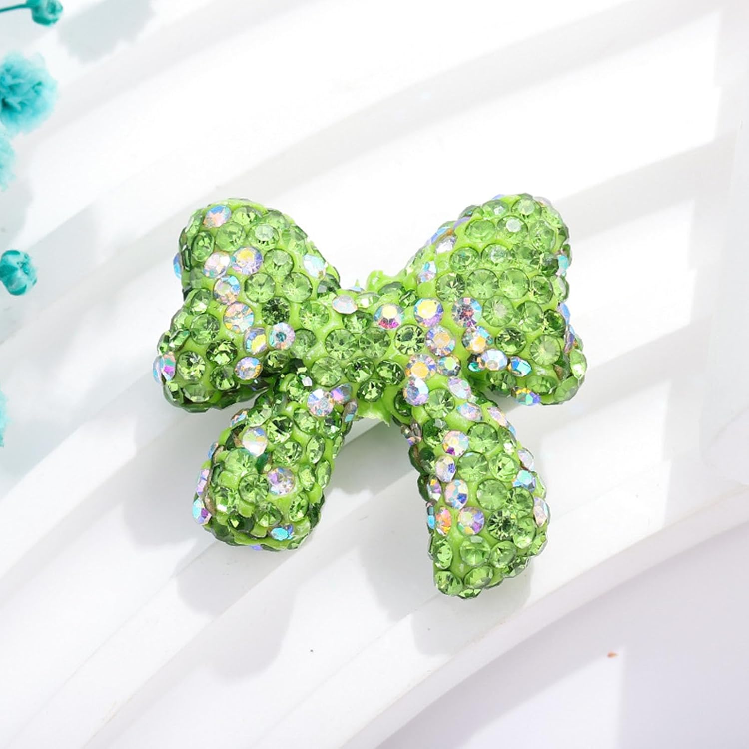 10 Pack Rhinestone Bow Shaped Beads for Beadable Pens Crystal Bowknot Loose Large Spacer Bead Charms for DIY Keychain Earring Necklace Jewelry Making Chirsmas Color (Bow 5 Color B) - Image 5