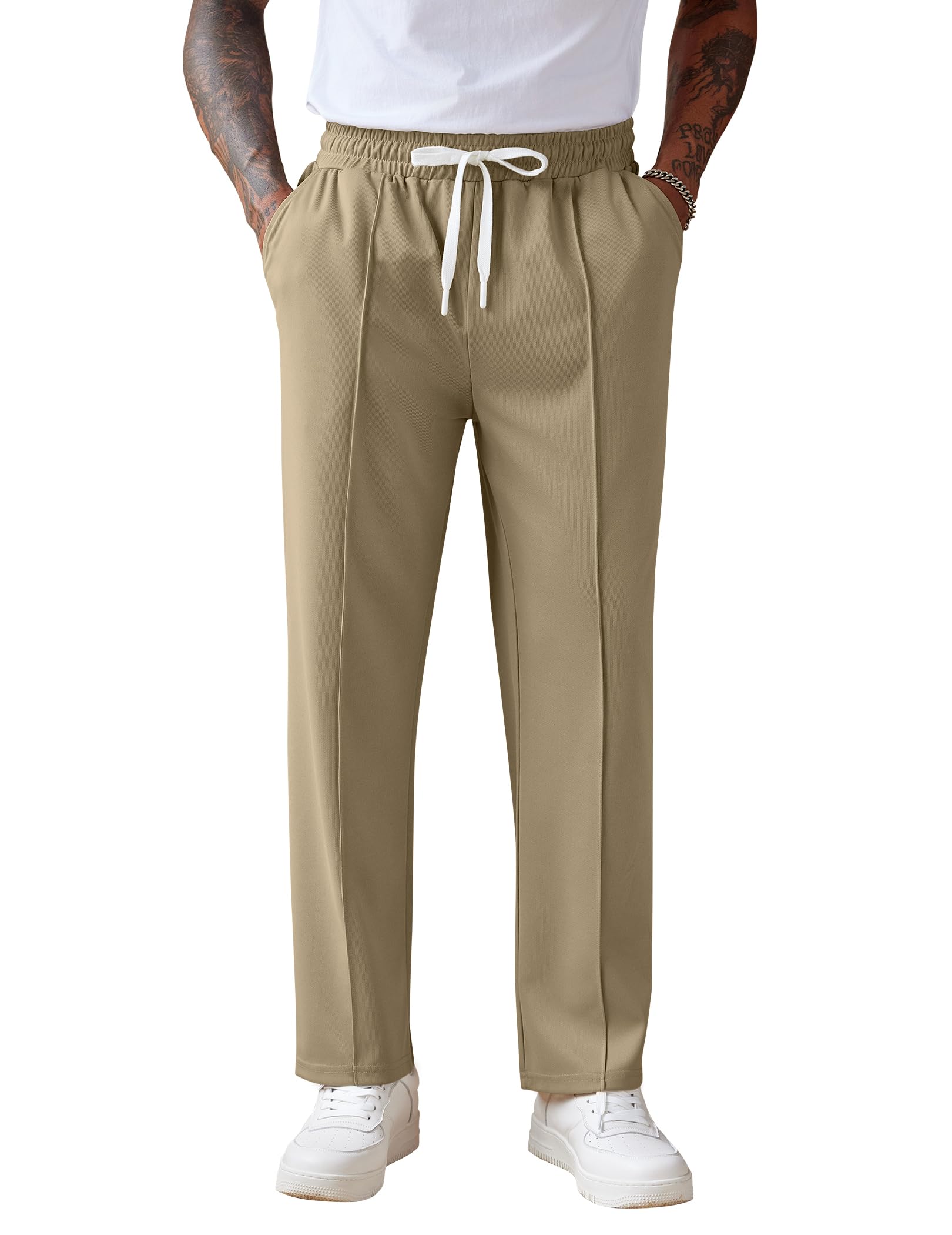COOFANDY Men's Knit Sweatpants Straight Leg Casual Pants with Drawstring Global Recycled Standard Global Recycled Standard Global Recycled Standard