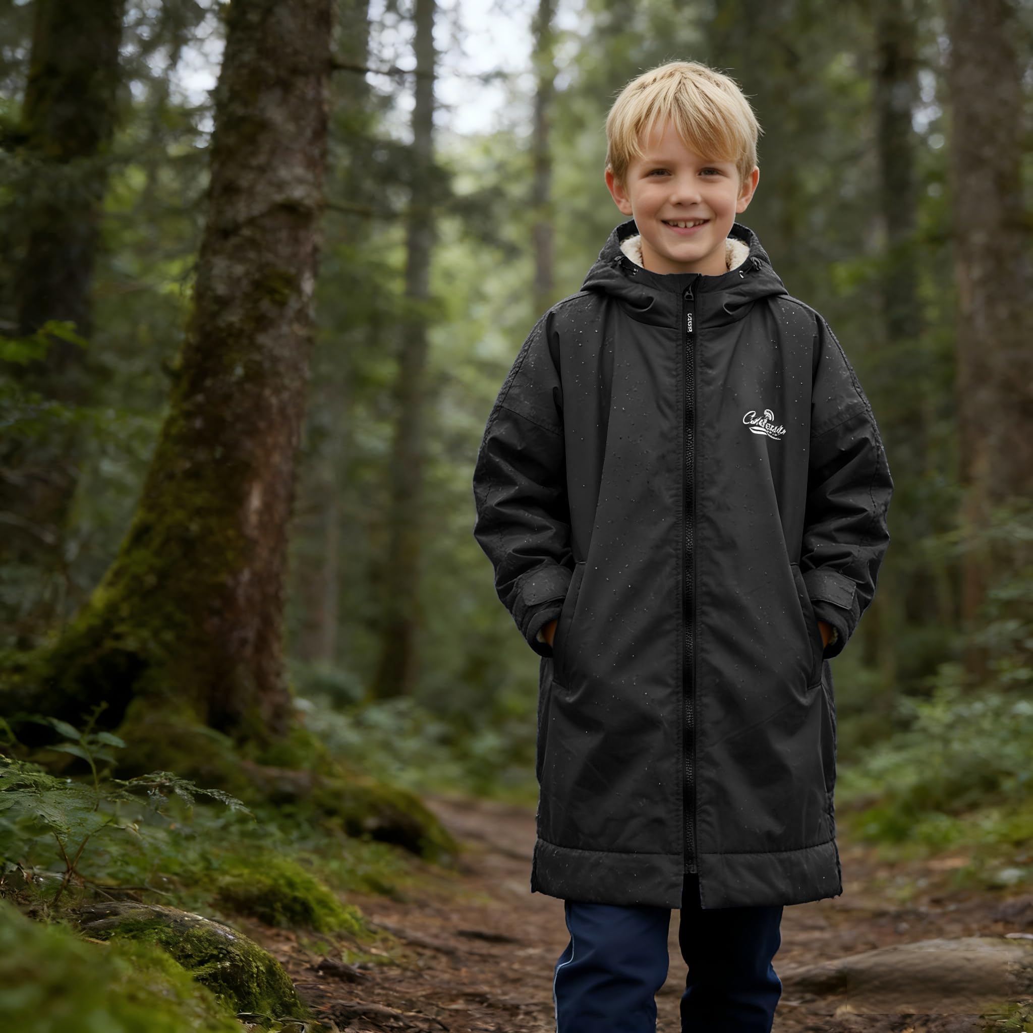 Catalonia Classy Wickelmantel Wasserdicht für Kinder, Wärmemantel Schwimmen mit Sherpa-Futter, Surf Dry Poncho Robe für Junge Mädchen