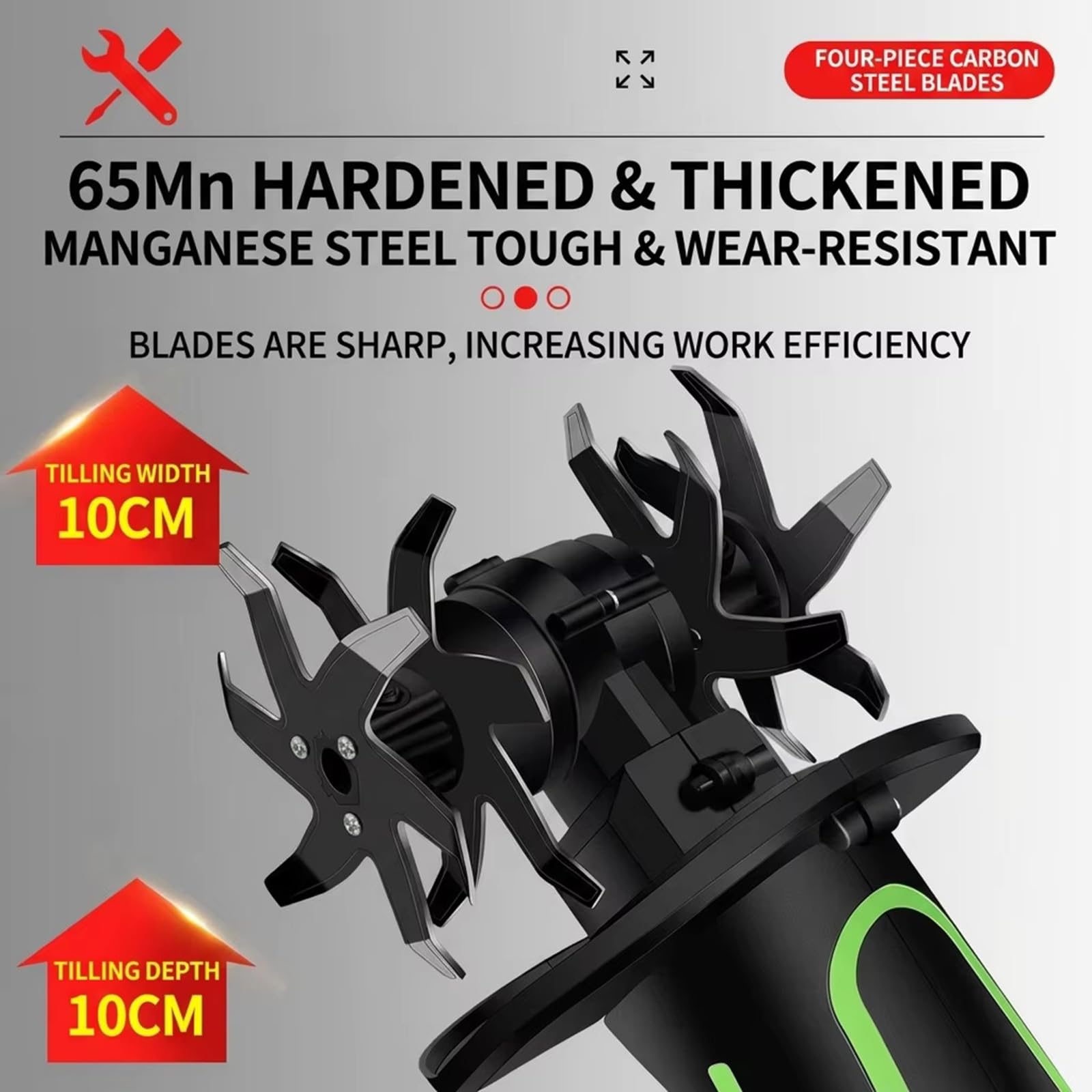 Motozappa/motocoltivatore Cordless 2 in 1, Larghezza E profondità di Lavorazione di 10cm, Motozappa Elettrica da Giardino con Asta di Prolunga da 130cm, Batterie da 24 V E Caricabatterie