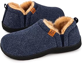 LongBay Men's Warm Memory Foam Slippers Home House Indoor Outdoor Anti-Slip Winter Shoes