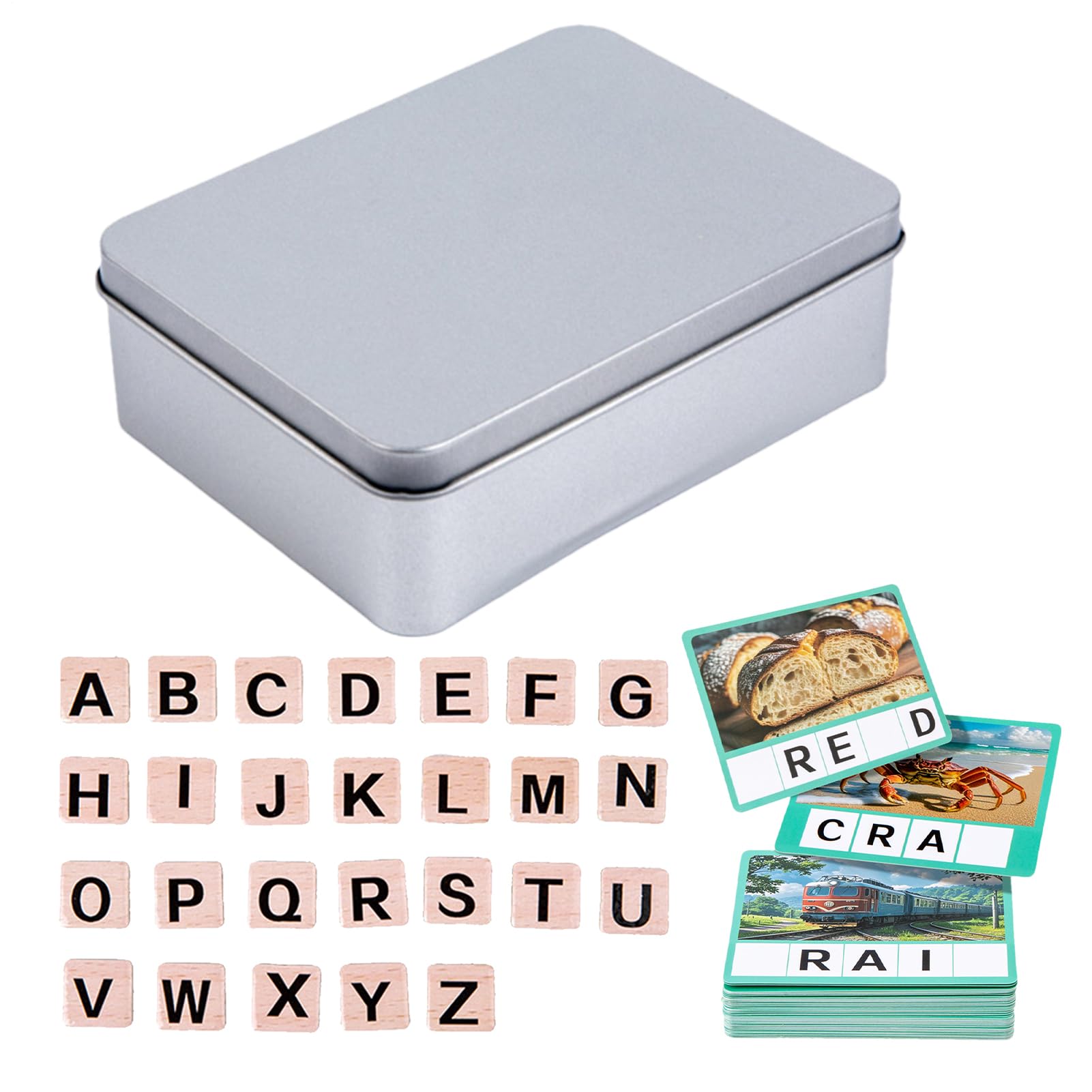 Tarjetas educativas de madera y rompecabezas de abecedario para preescolar 8