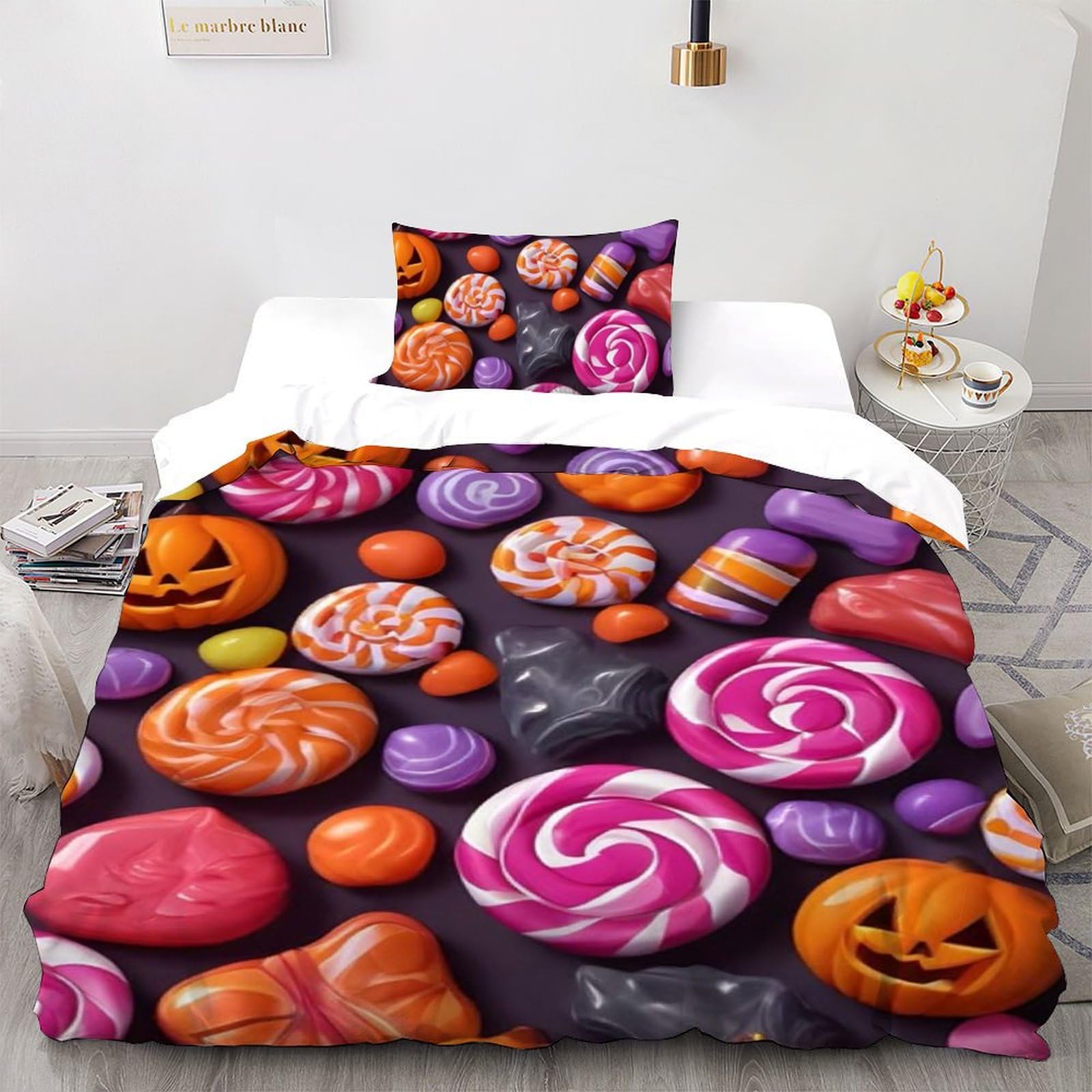 Housse de couette single 135x200 cm avec taie d'oreiller imprimé 3D