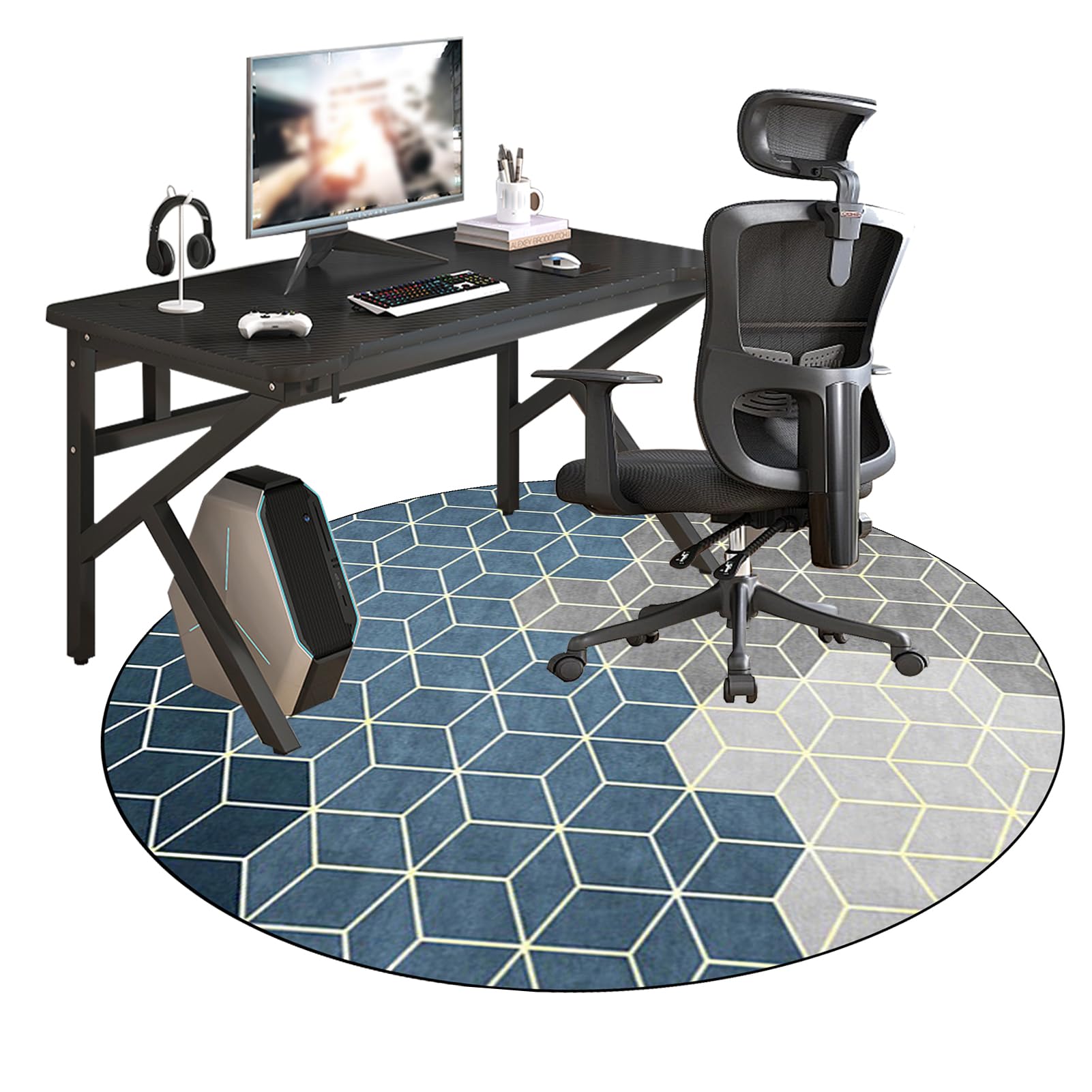 140 cm Redondo Alfombra Silla Gaming, Alfombra Multiusos para el Hogar, Protector Suelo Silla Ruedas, Alfombra de Protección de Suelo, Alfombra de Suelo para Suelos Duros, Laminado