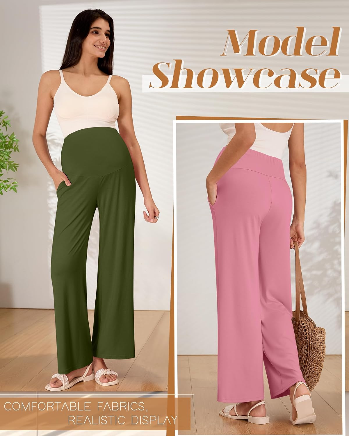 3 Pack Women's Maternity Pants Loose Wide Leg Pregnancy Sweatpants Over The Belly Lounge Pants Pajama with Pockets