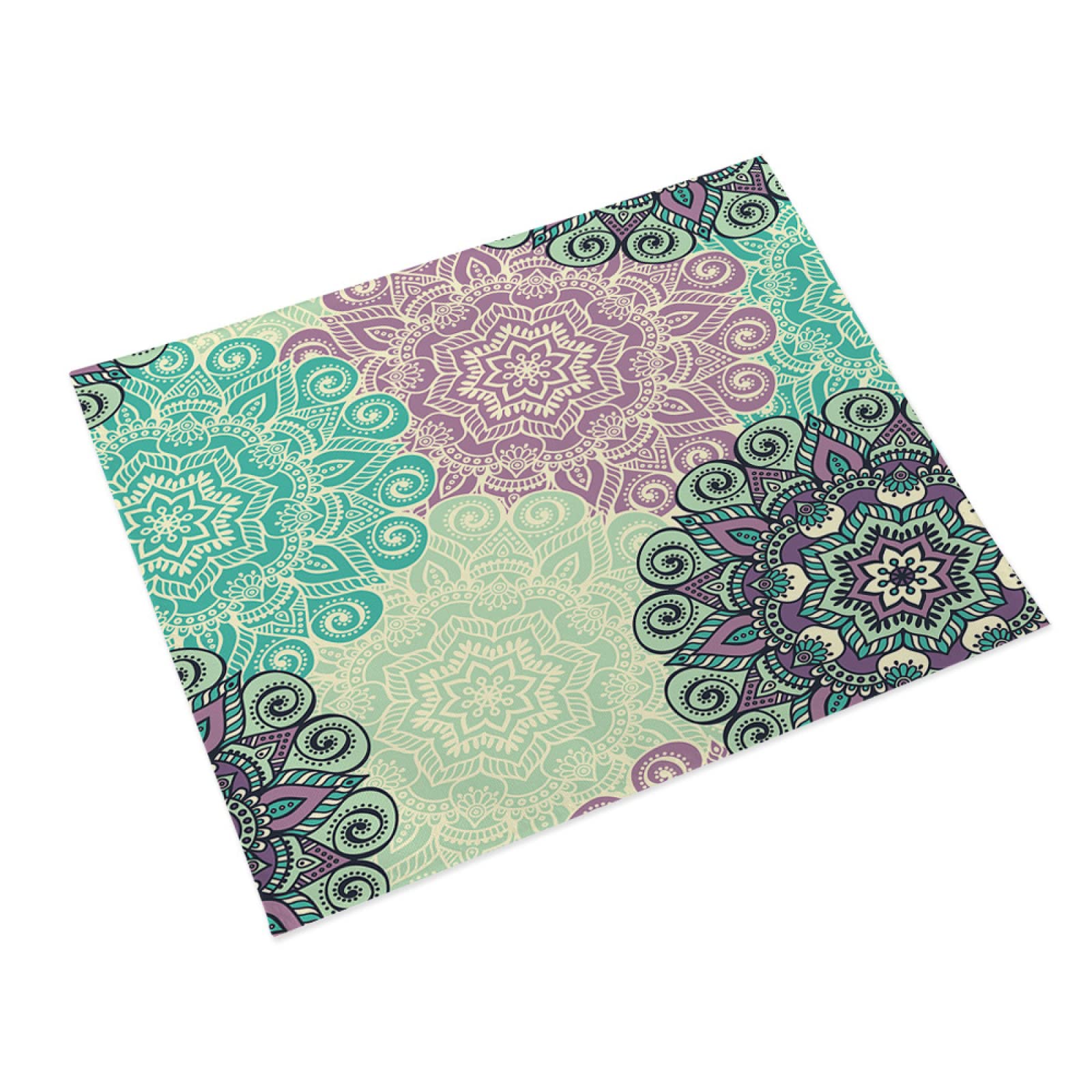 Manteles Individuales Tela Lavable Mandala Salvamanteles Individuales Juego de 6,Antideslizantes y Resistentes Al Calor, para Casa Cocina Mesa de Comedor Plato de Cena 30X40Cm