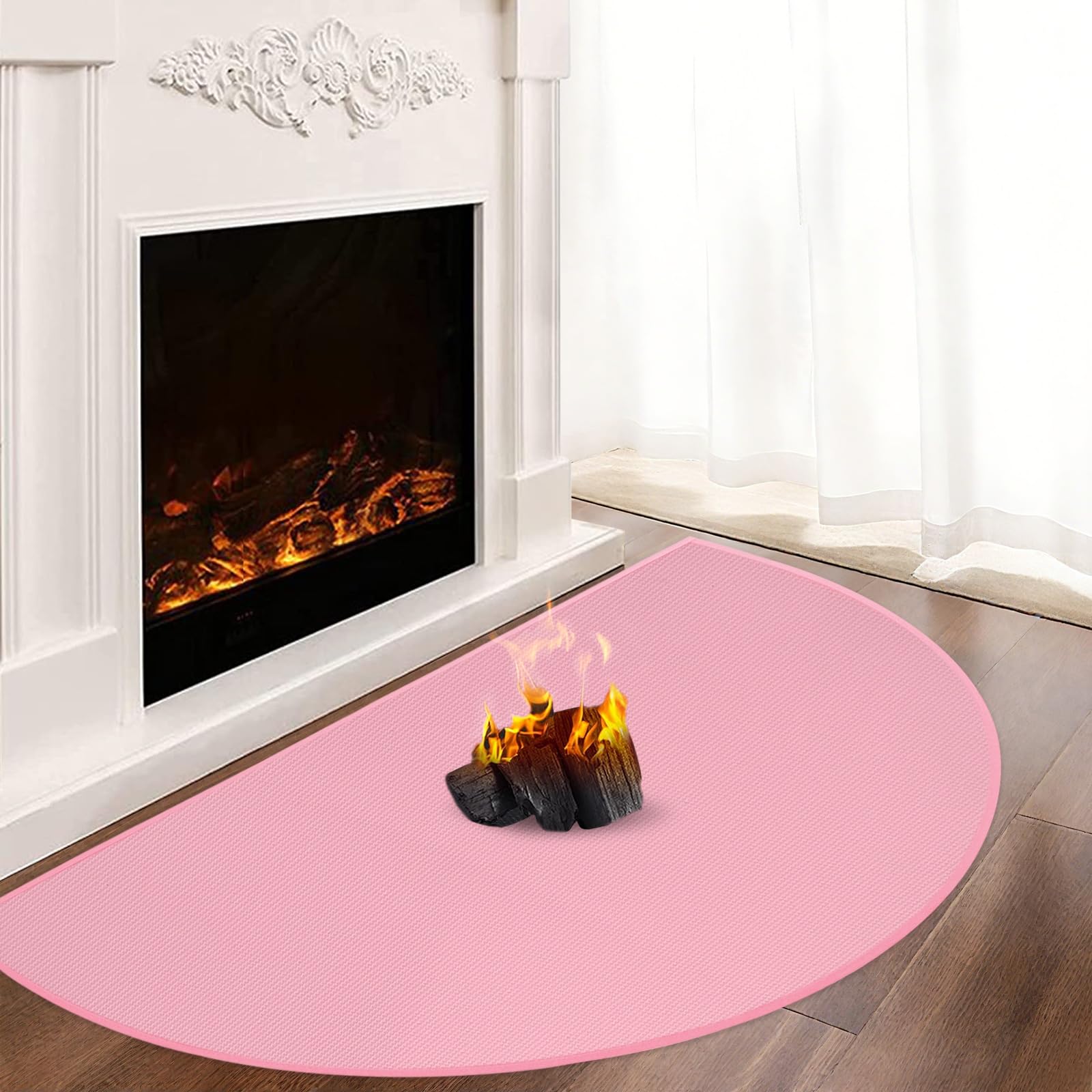 TOHONFOO Fireplace Mat for Home Protection, 3'6'' x 2' x 0.04'', Pink