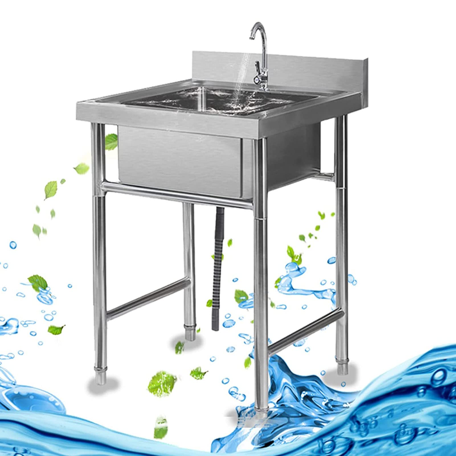 Buy Silver Free Standing Utility Sink, Single 304 Stainless Steel