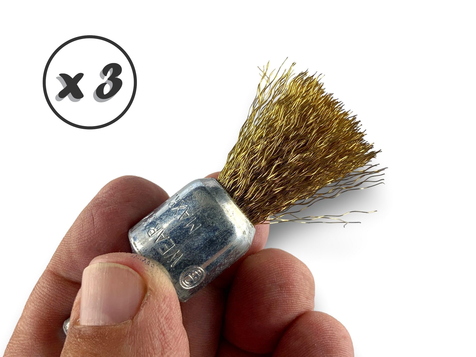 Kibros Lot 3 brosses en bout pinceau tige Ø 6 mm fil laiton souple Ø 18 mm