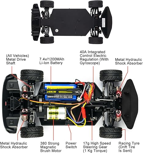 Miniatura 6 de Coche de control remoto a escala 116 RC Racing Drift Car 30+MPH 4X4 Off-Road Truck RC Coches de alta velocidad RC Buggy Vehículo eléctrico a escala