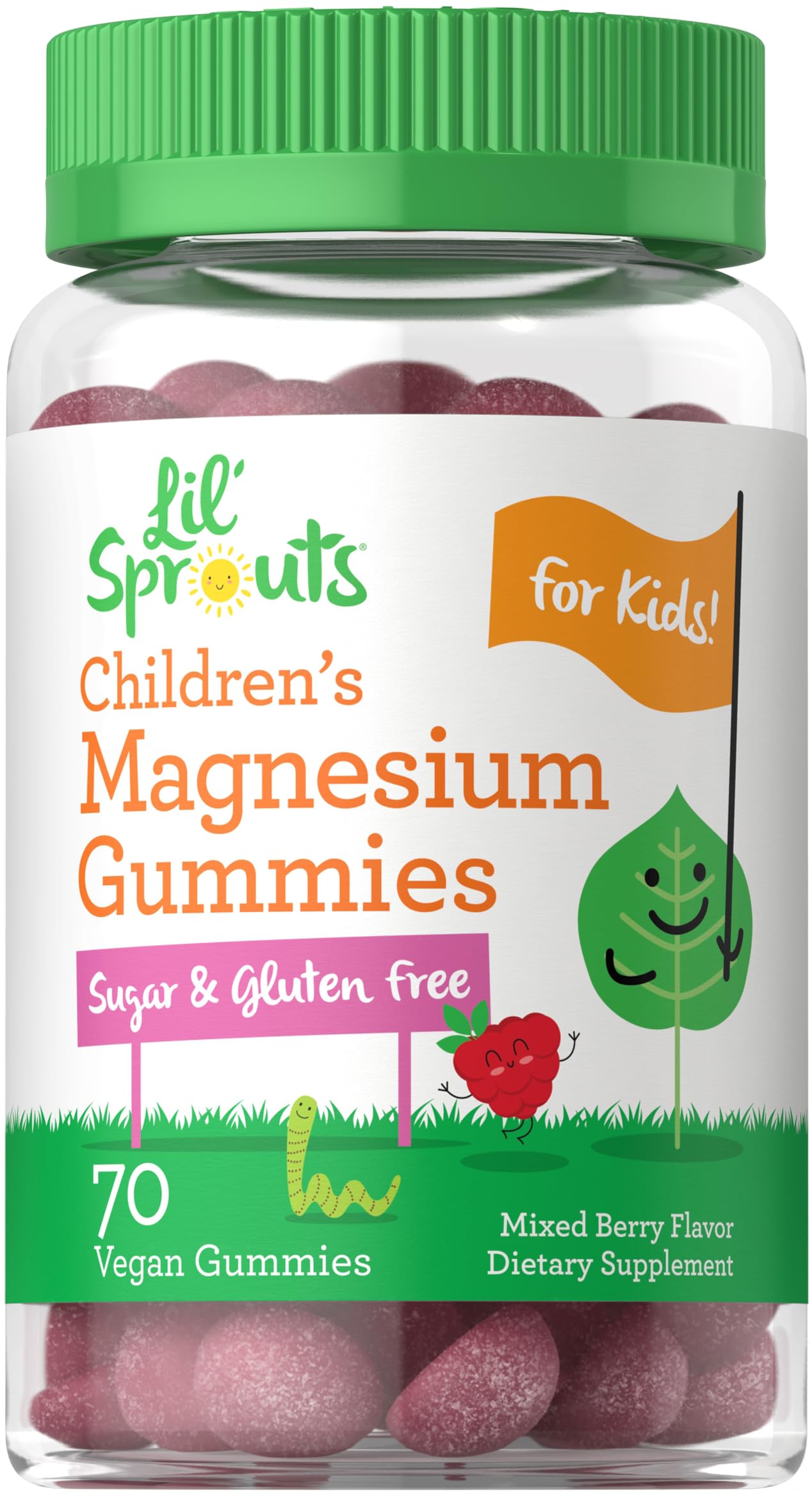Lil' Sprouts Children's Magnesium Gummies | 70 Count | Mixed Berry Flavor