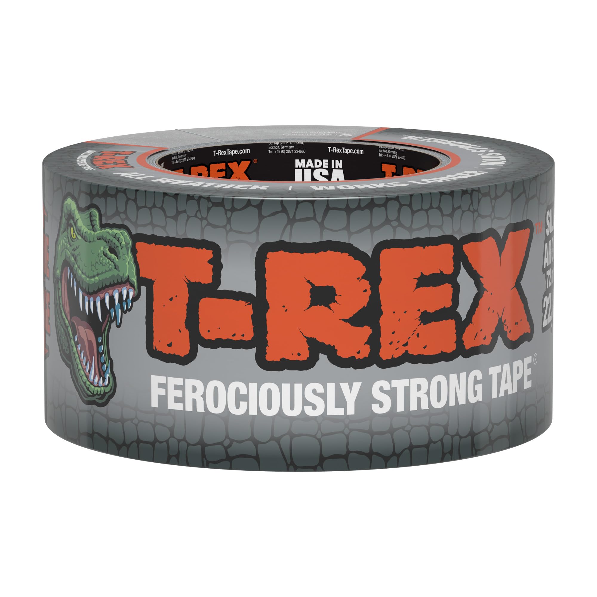 T-Rex Vahşice Güçlü Onarımlar için UV'ye Dayanıklı ve Su Geçirmez Destekli Ekstra Geniş Bant Bant 7,2 cm x 25 yd, Tunç Grisi, 1 Rulo